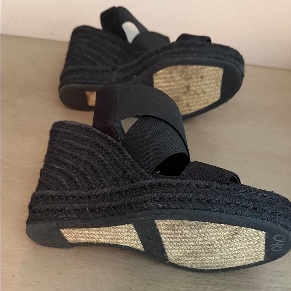 Lauren Ralph Lauren Erica Black Elastic Espadrille Wedge Sandals size 7.5 - Picture 5 of 5